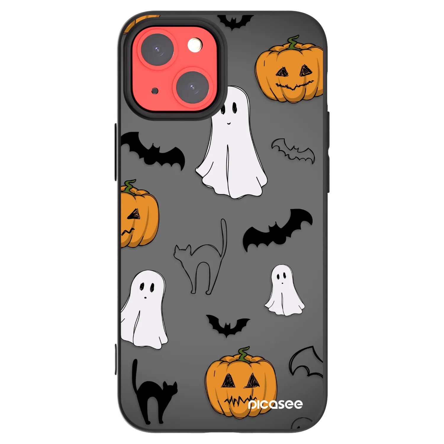 Picasee Apple iPhone 13 mini Hülle - Schwarzes Silikon - Spooky crew