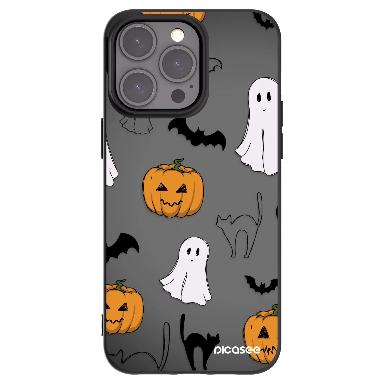 Picasee Apple iPhone 15 Pro Max Hülle - Schwarzes Silikon - Spooky crew