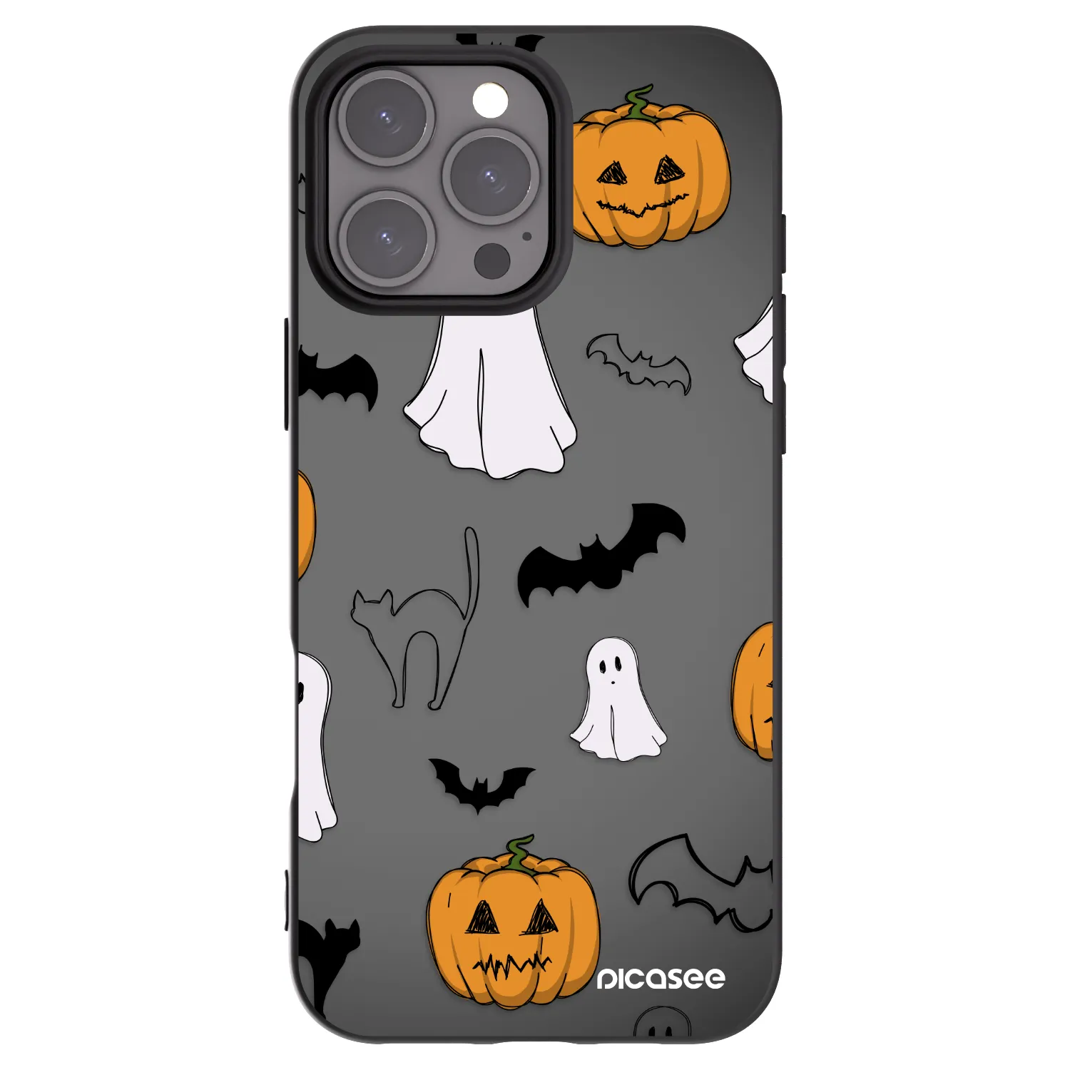 Picasee Apple iPhone 16 Pro Max Hülle - Schwarzes Silikon - Spooky crew