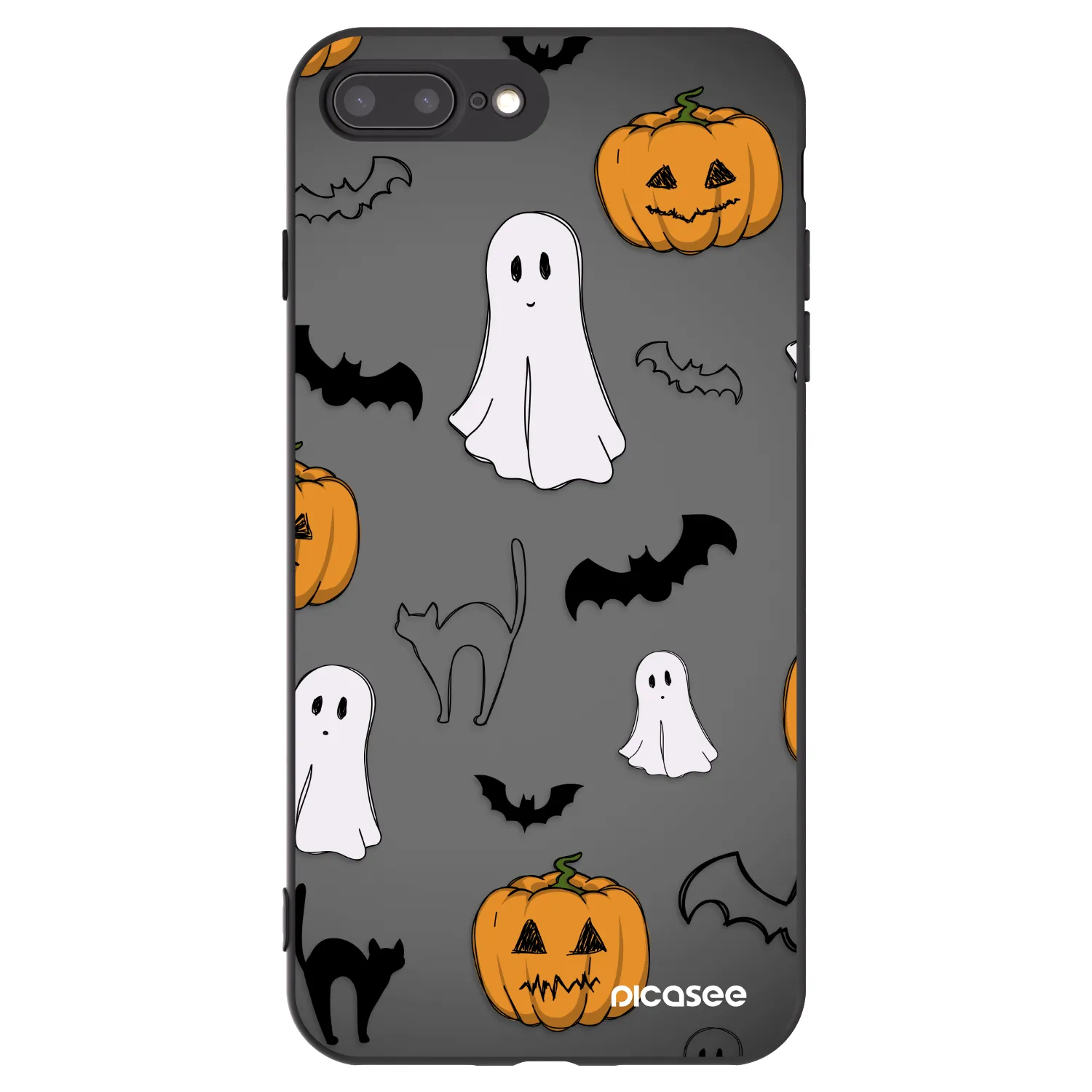 Picasee Apple iPhone 8 Plus Hülle - Schwarzes Silikon - Spooky crew