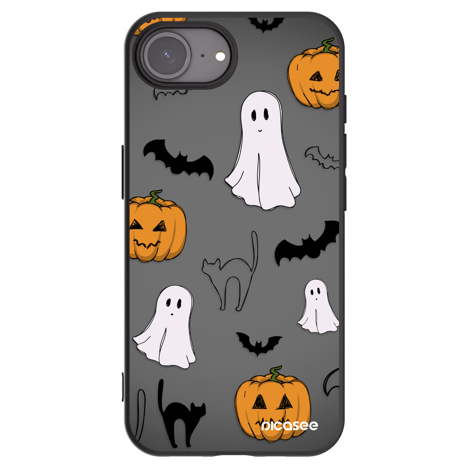 Picasee Apple iPhone 16e Hülle - Schwarzes Silikon - Spooky crew