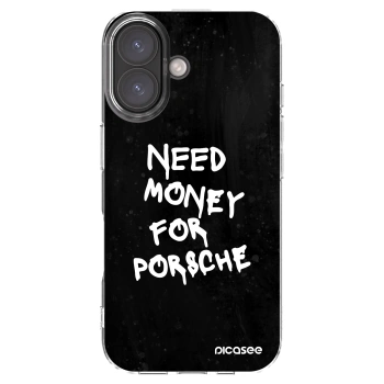 Picasee Apple iPhone 16 Hülle - Transparentes Silikon - Black Dollar
