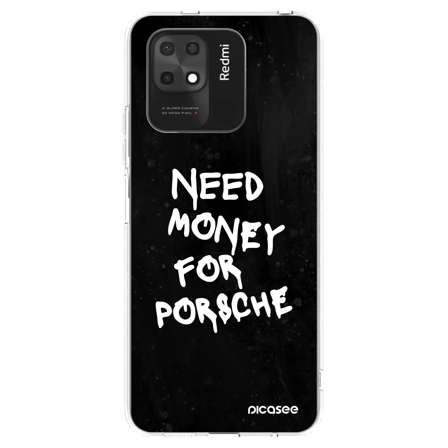 Picasee Xiaomi Redmi 10C Hülle - Transparentes Silikon - Black Dollar