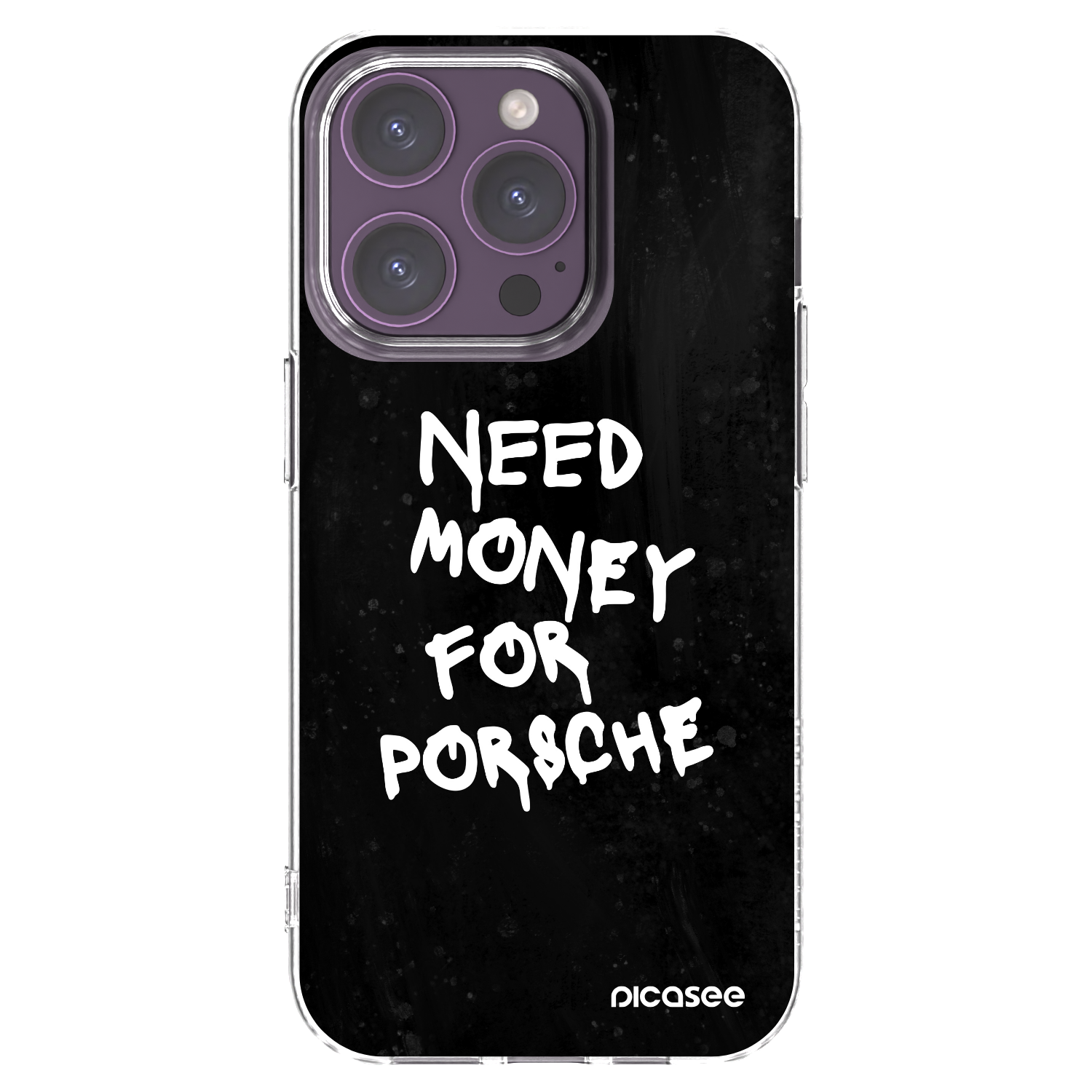 Picasee Apple iPhone 14 Pro Hülle - Transparentes Silikon - Black Dollar