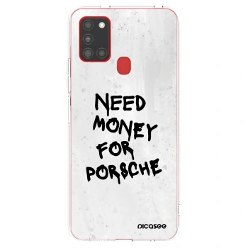 Picasee Samsung Galaxy A21s Hülle - Transparentes Silikon - White Dollar