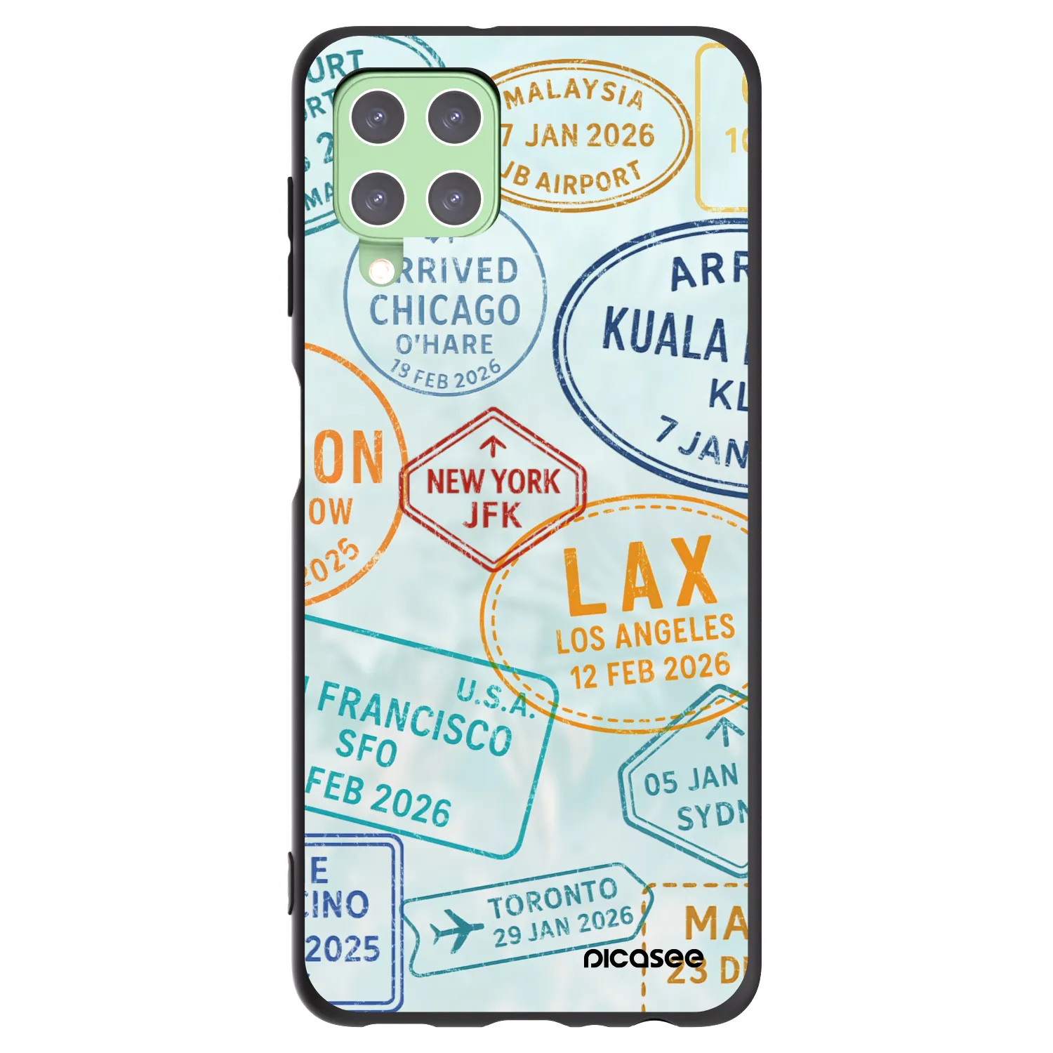 Picasee Samsung Galaxy A22 A225F 4G Hülle - Schwarzes Silikon - PASSPORT EDITION