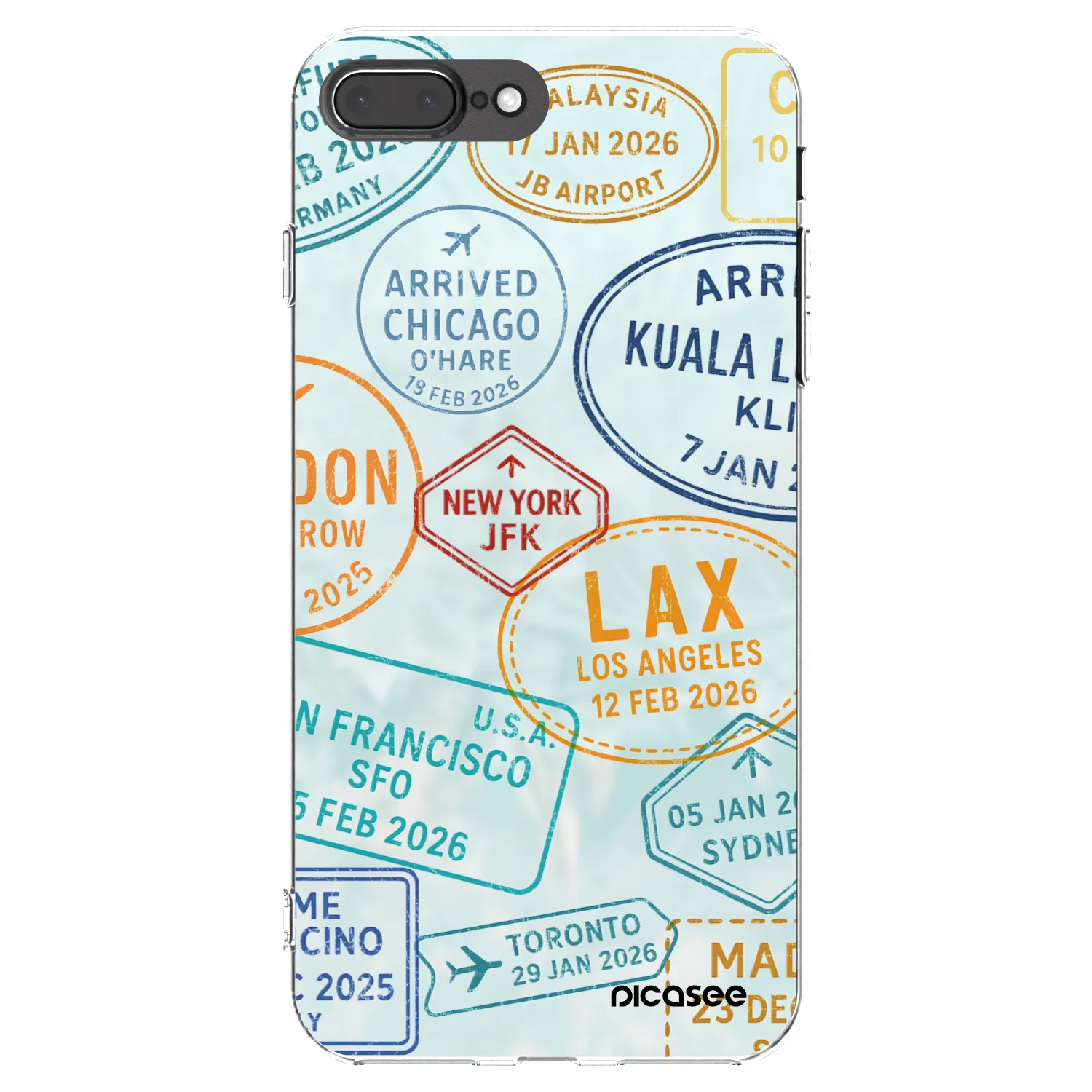 Picasee Apple iPhone 8 Plus Hülle - Transparentes Silikon - PASSPORT EDITION