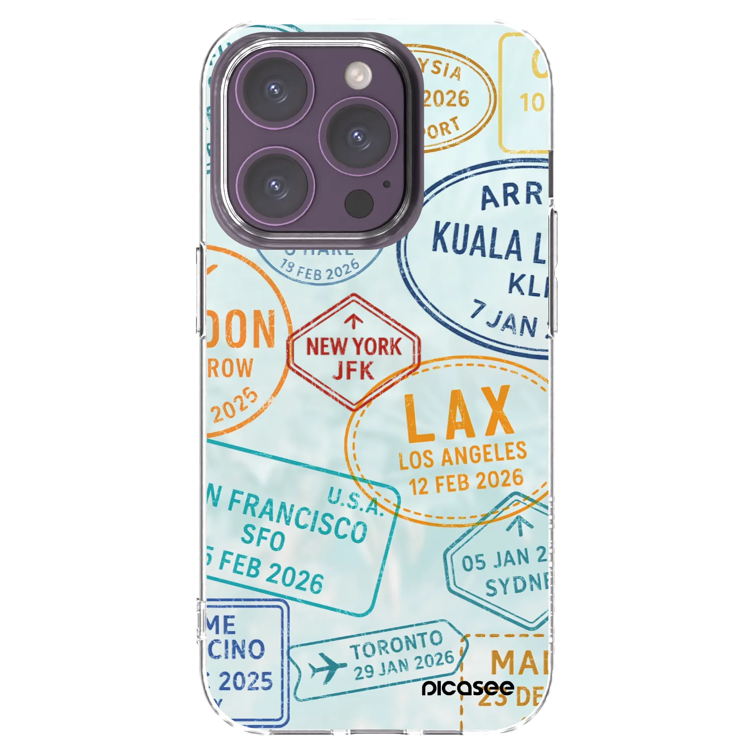 Picasee Apple iPhone 14 Pro Hülle - Transparentes Silikon - PASSPORT EDITION