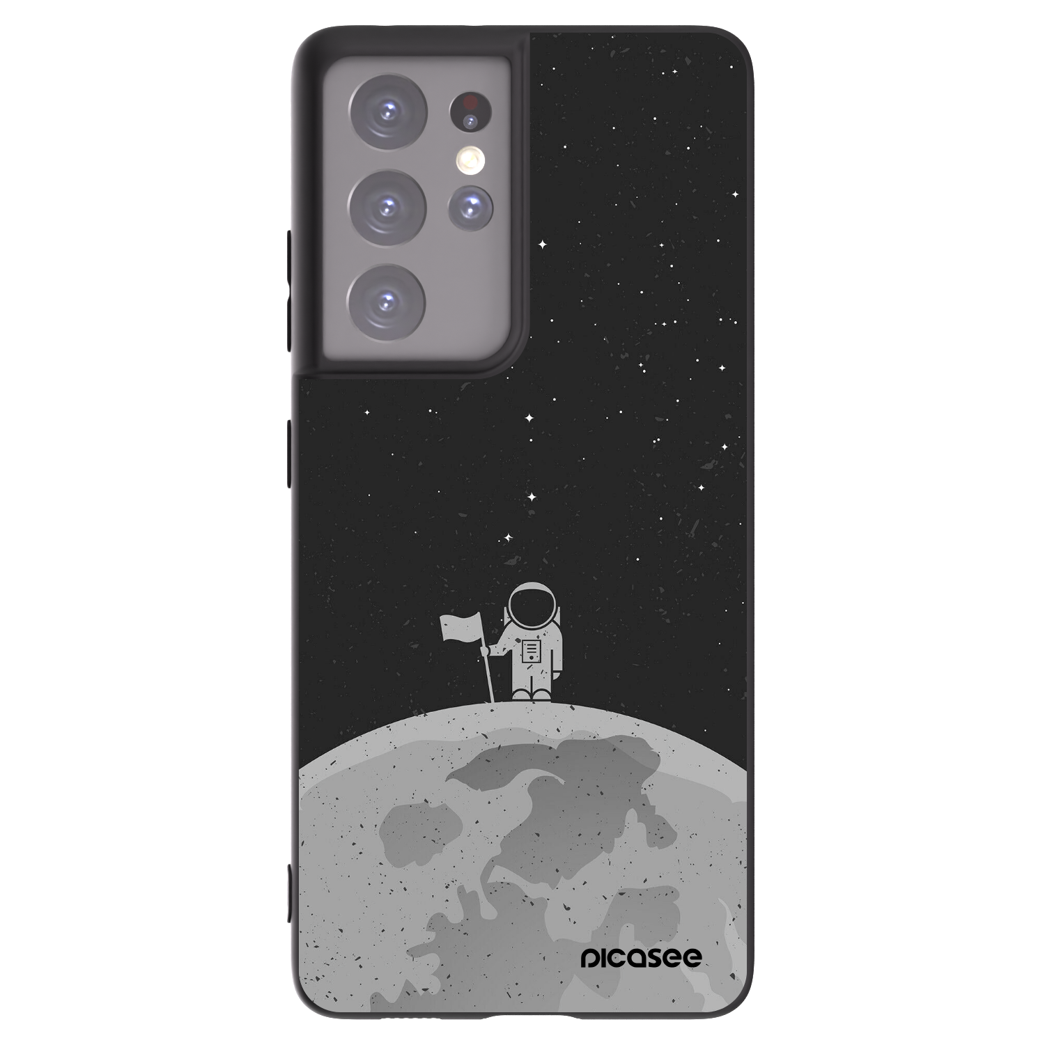 Picasee Samsung Galaxy S21 Ultra 5G G998B Hülle - Schwarzes Silikon - Astronaut