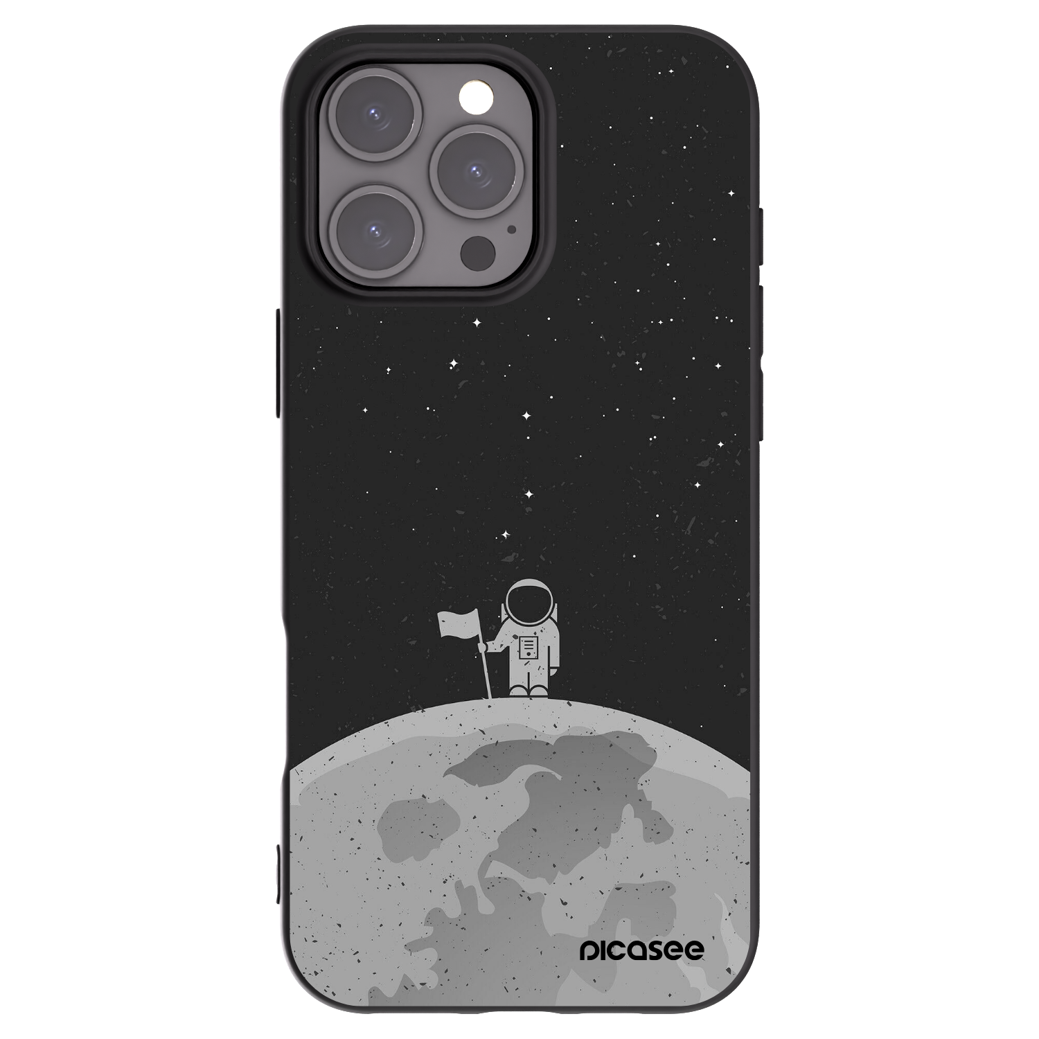 Picasee Apple iPhone 16 Pro Max Hülle - Schwarzes Silikon - Astronaut