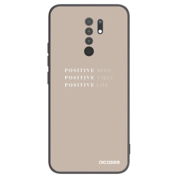 Picasee Xiaomi Redmi 9 Hülle - Schwarzes Silikon - Positive Vibes