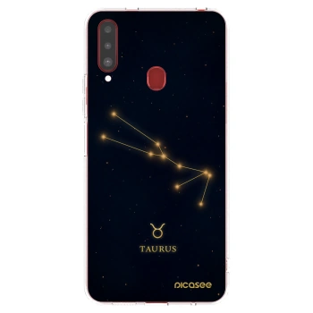 Picasee Samsung Galaxy A20s Hülle - Transparentes Silikon - TAURUS