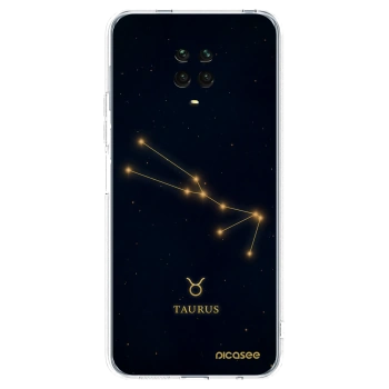 Picasee Xiaomi Redmi Note 9S Hülle - Transparentes Silikon - TAURUS