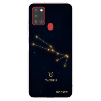 Picasee Samsung Galaxy A21s Hülle - Transparentes Silikon - TAURUS