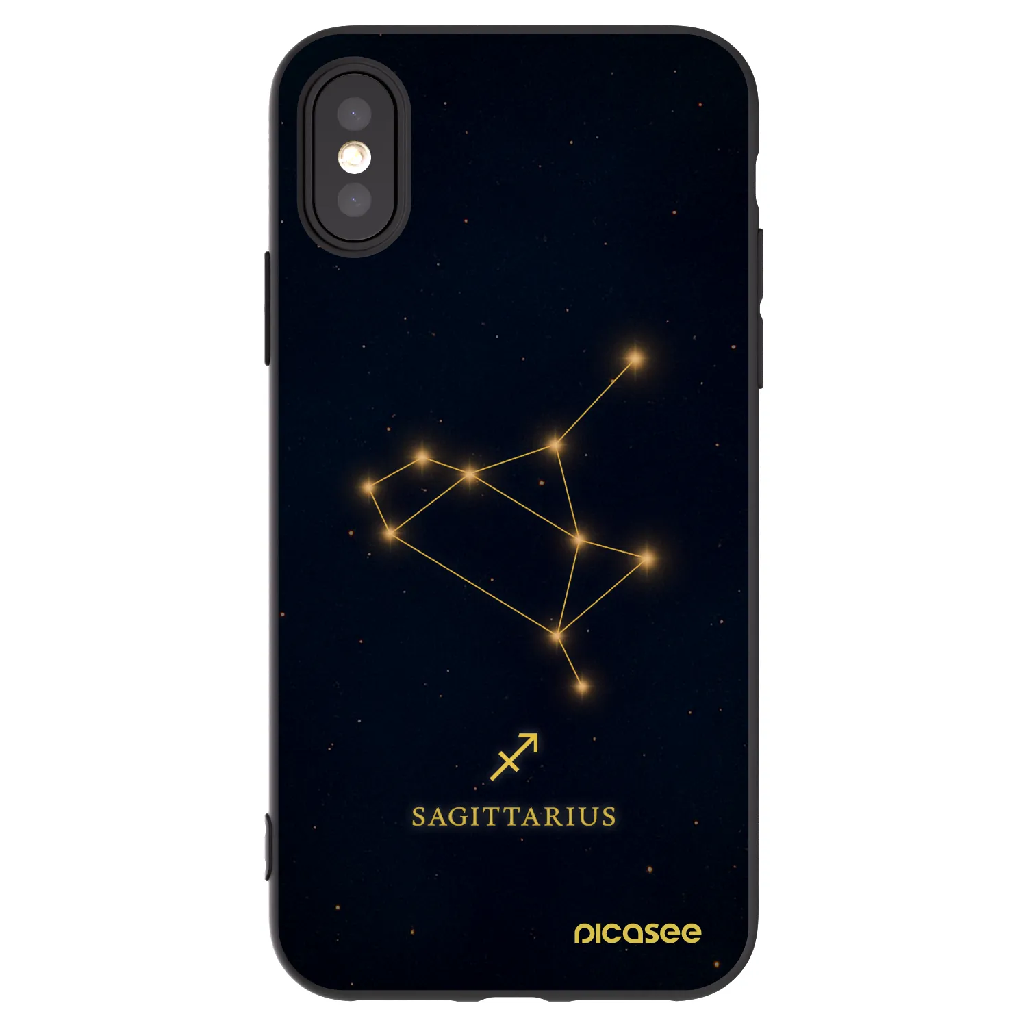 Picasee Apple iPhone X/XS Hülle - Schwarzes Silikon - SAGITTARIUS