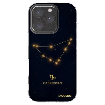 Picasee Apple iPhone 16 Pro Hülle - Transparentes Silikon - CAPRICORN
