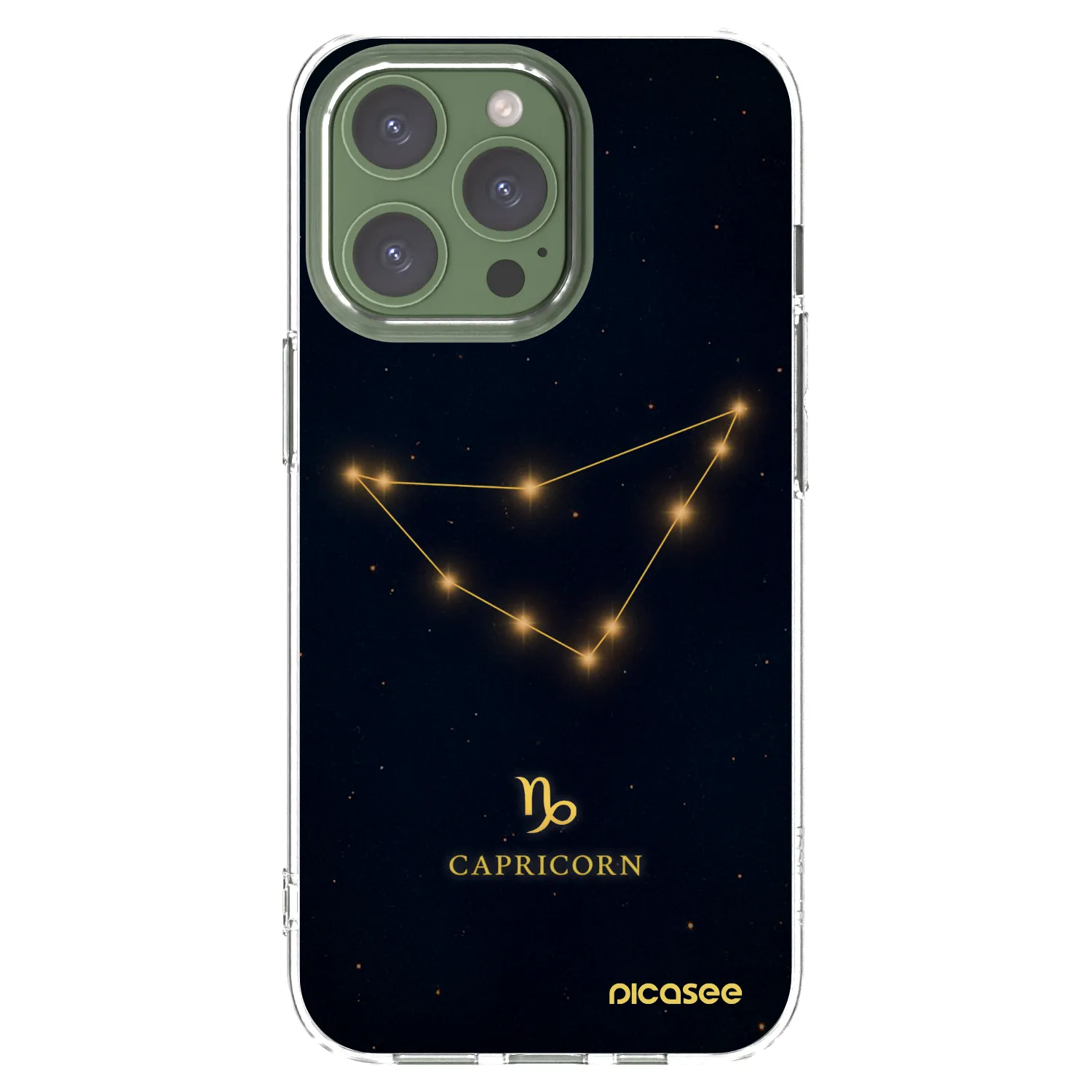 Picasee Apple iPhone 13 Pro Hülle - Transparentes Silikon - CAPRICORN