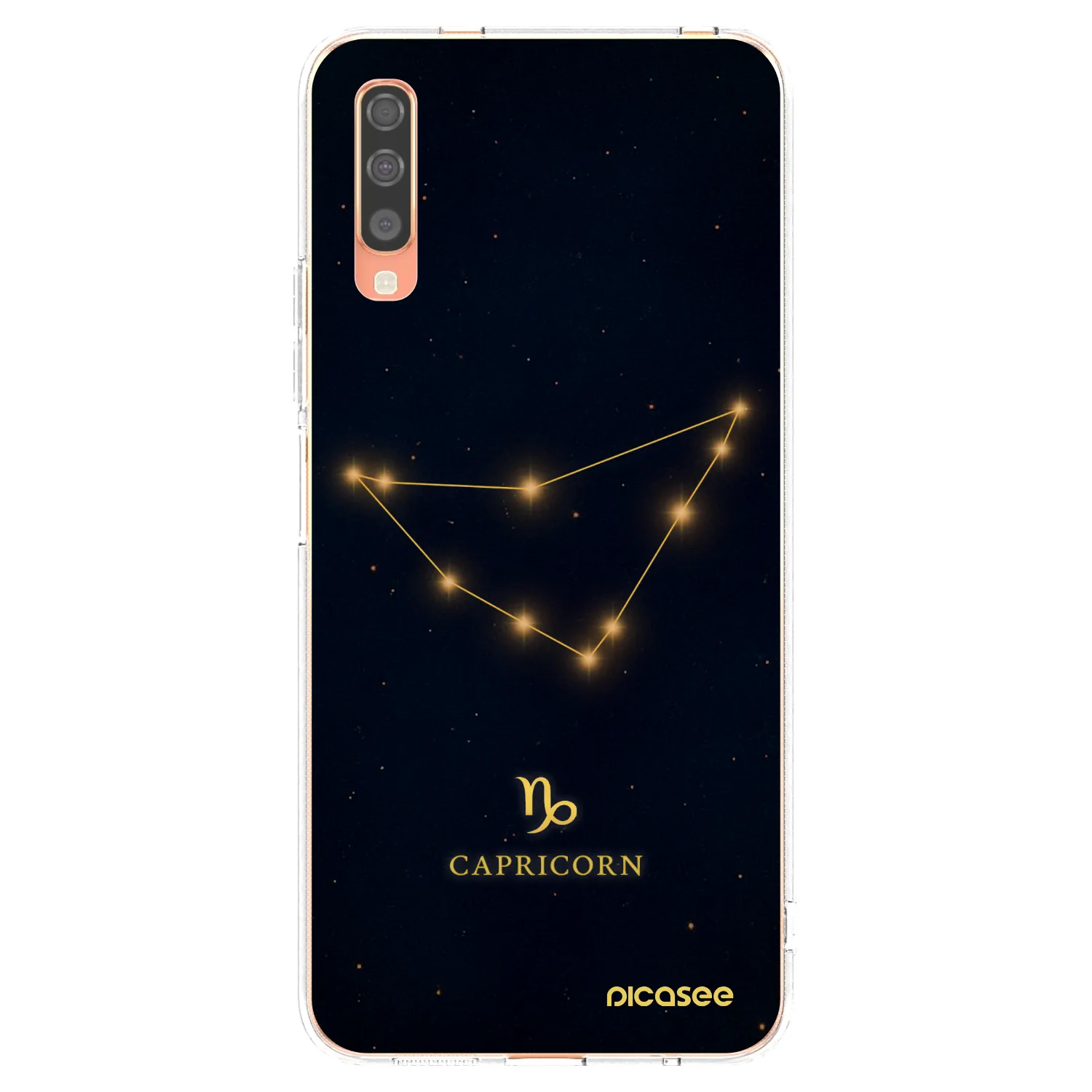 Picasee Samsung Galaxy A70 A705F Hülle - Transparentes Silikon - CAPRICORN