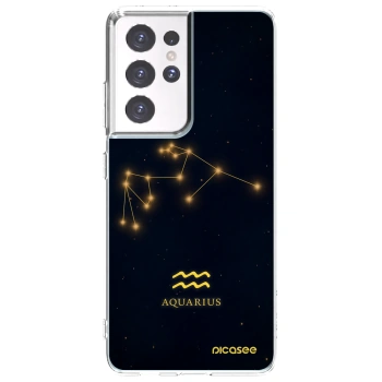Picasee Samsung Galaxy S21 Ultra 5G G998B Hülle - Transparentes Silikon - AQUARIUS