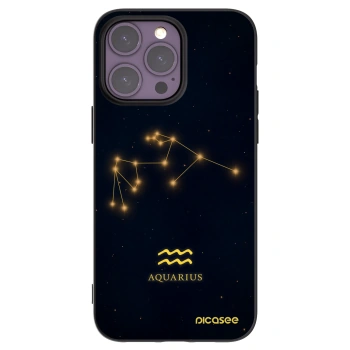 Picasee Apple iPhone 14 Pro Max Hülle - Schwarzes Silikon - AQUARIUS