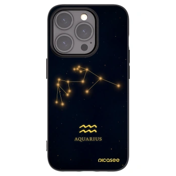 Picasee Apple iPhone 15 Pro Hülle - Schwarzes Silikon - AQUARIUS