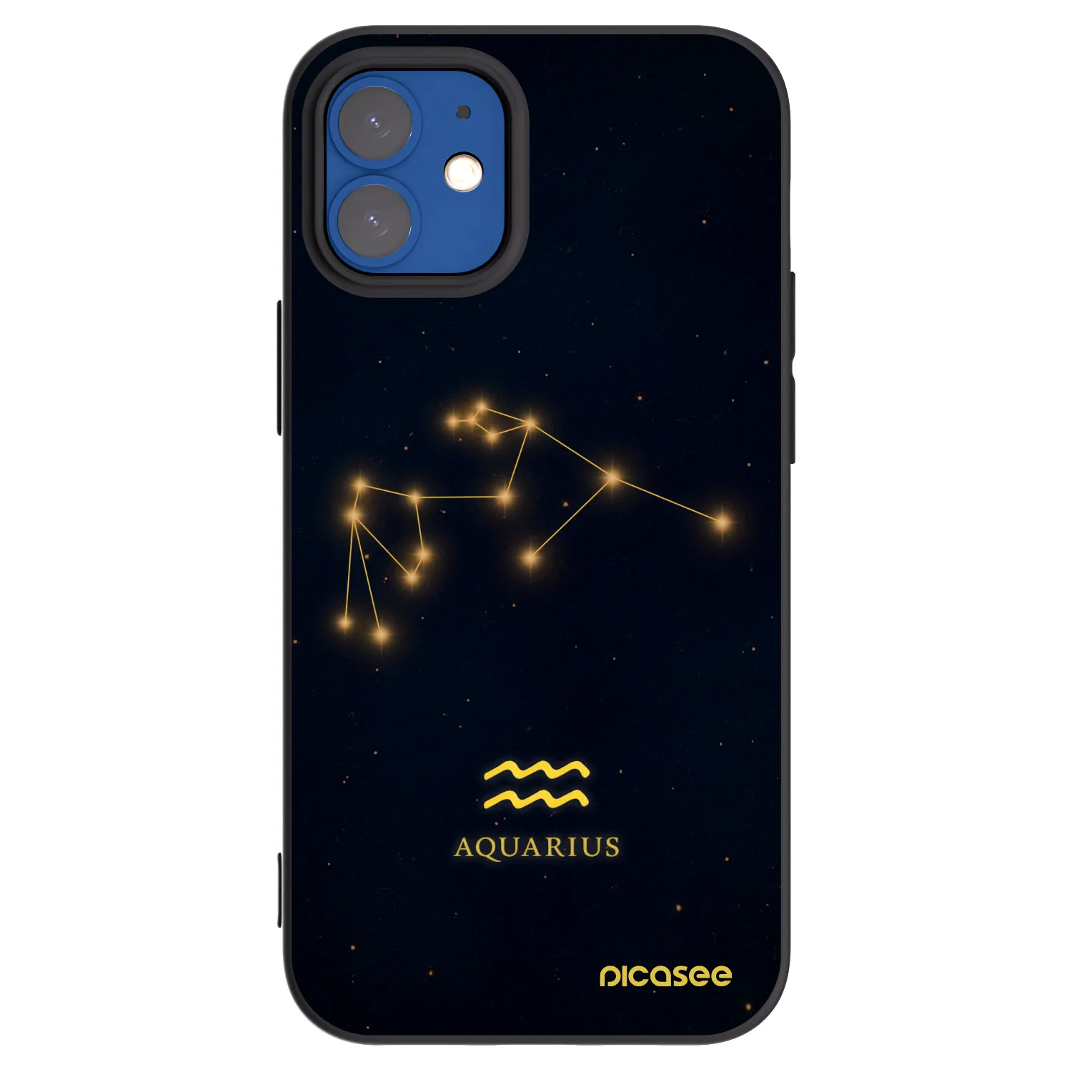 Picasee Apple iPhone 12 mini Hülle - Schwarzes Silikon - AQUARIUS