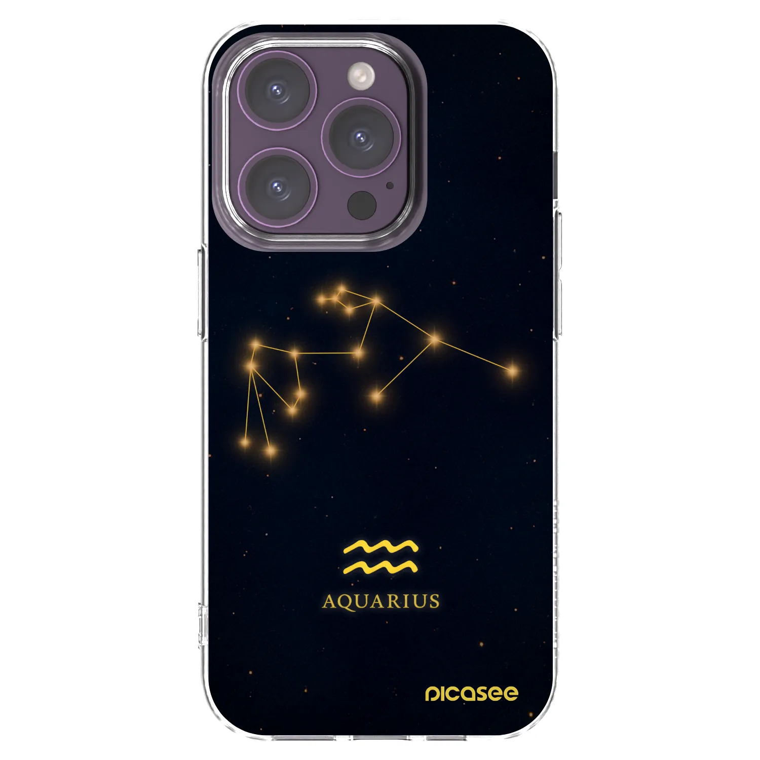 Picasee Apple iPhone 14 Pro Hülle - Transparentes Silikon - AQUARIUS