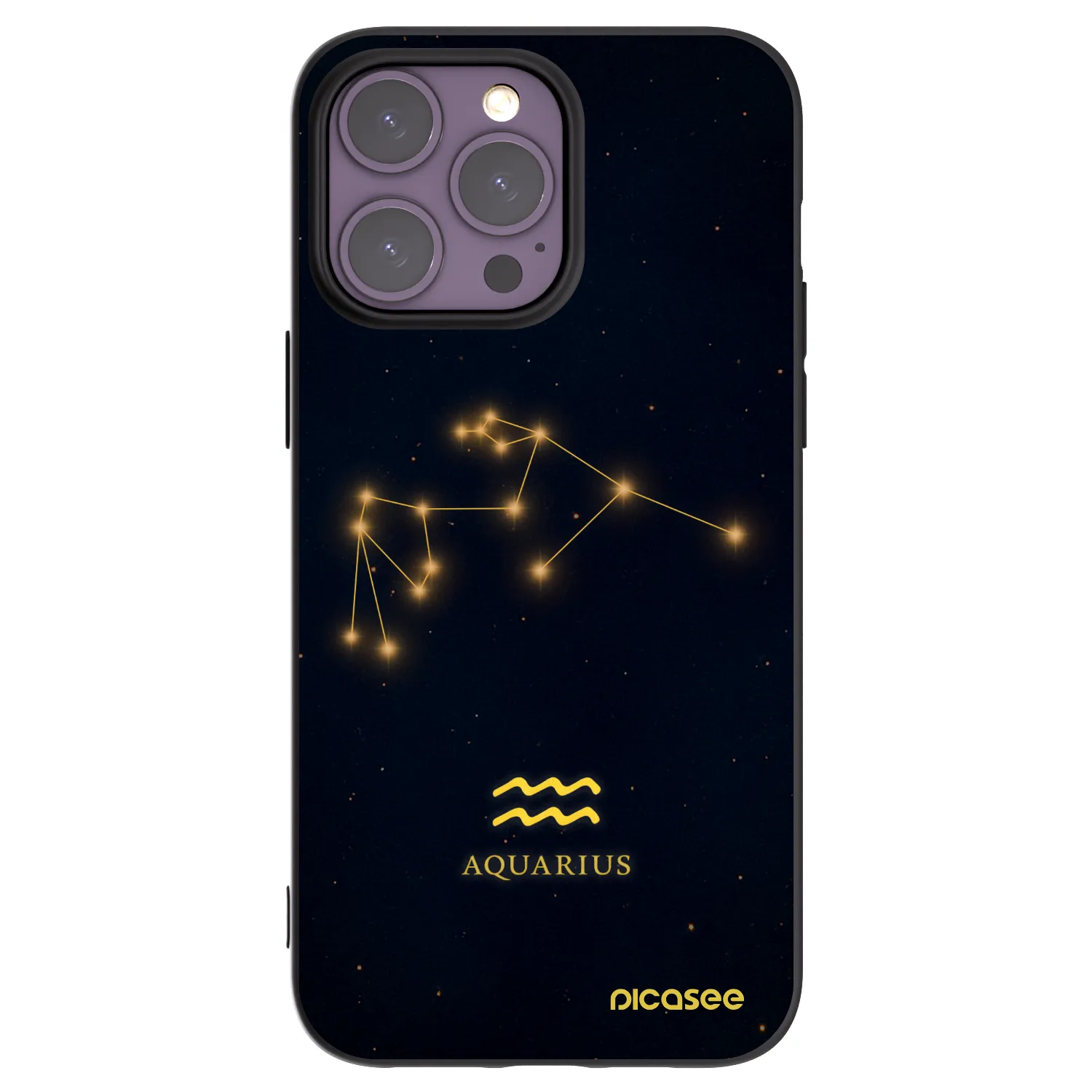Picasee Apple iPhone 14 Pro Max Hülle - Schwarzes Silikon - AQUARIUS