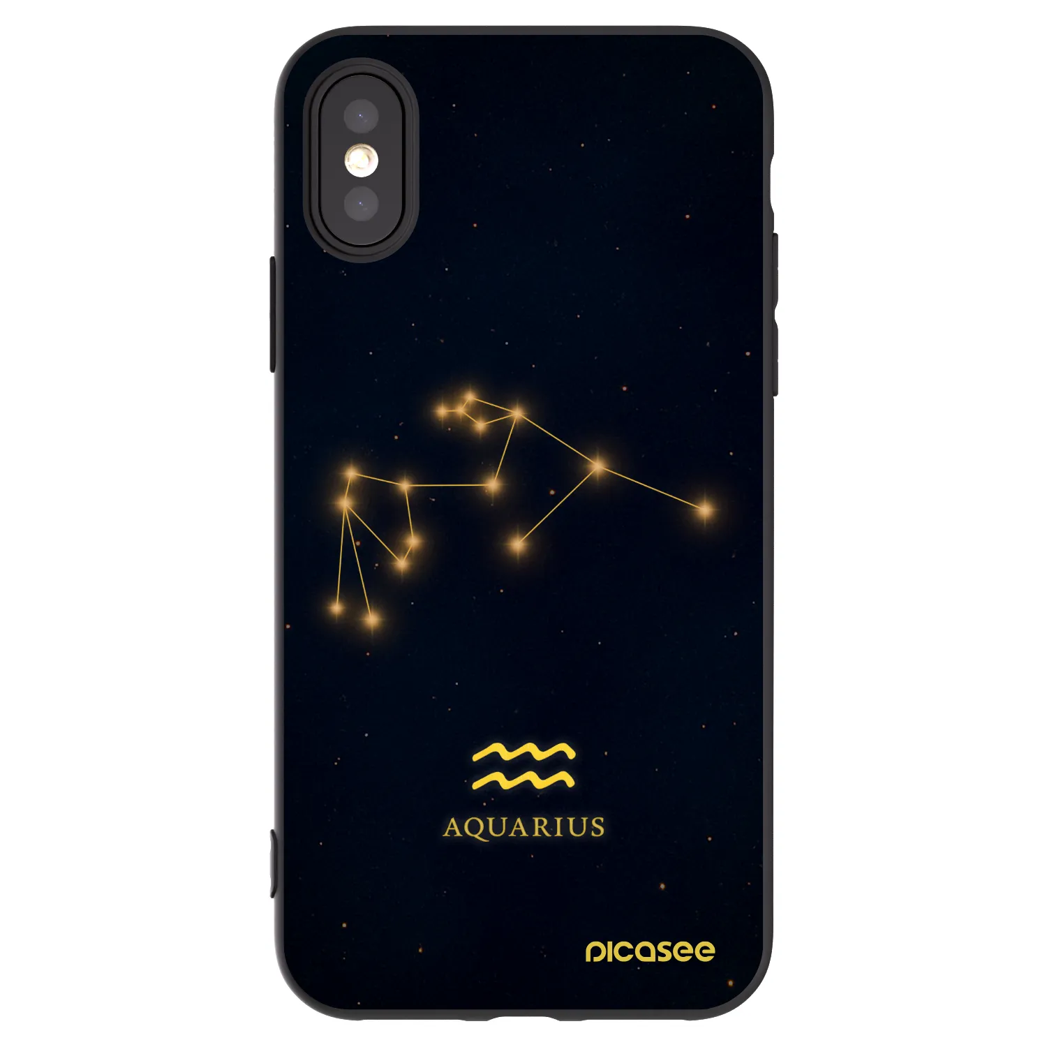 Picasee Apple iPhone X/XS Hülle - Schwarzes Silikon - AQUARIUS