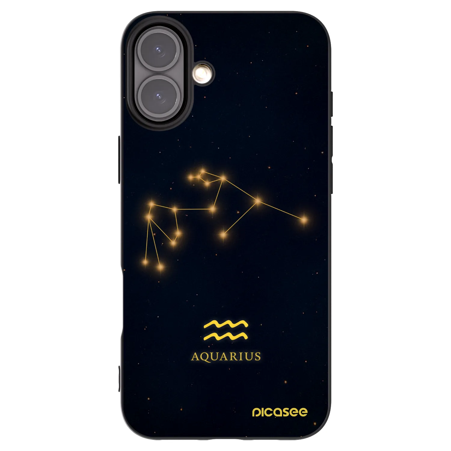 Picasee Apple iPhone 16 Plus Hülle - Schwarzes Silikon - AQUARIUS