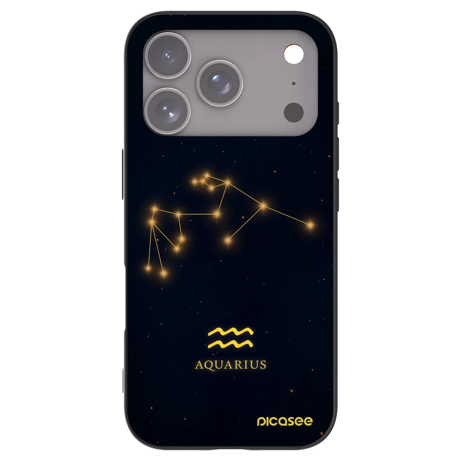Picasee Apple iPhone 17 Pro Hülle - Schwarzes Silikon - AQUARIUS