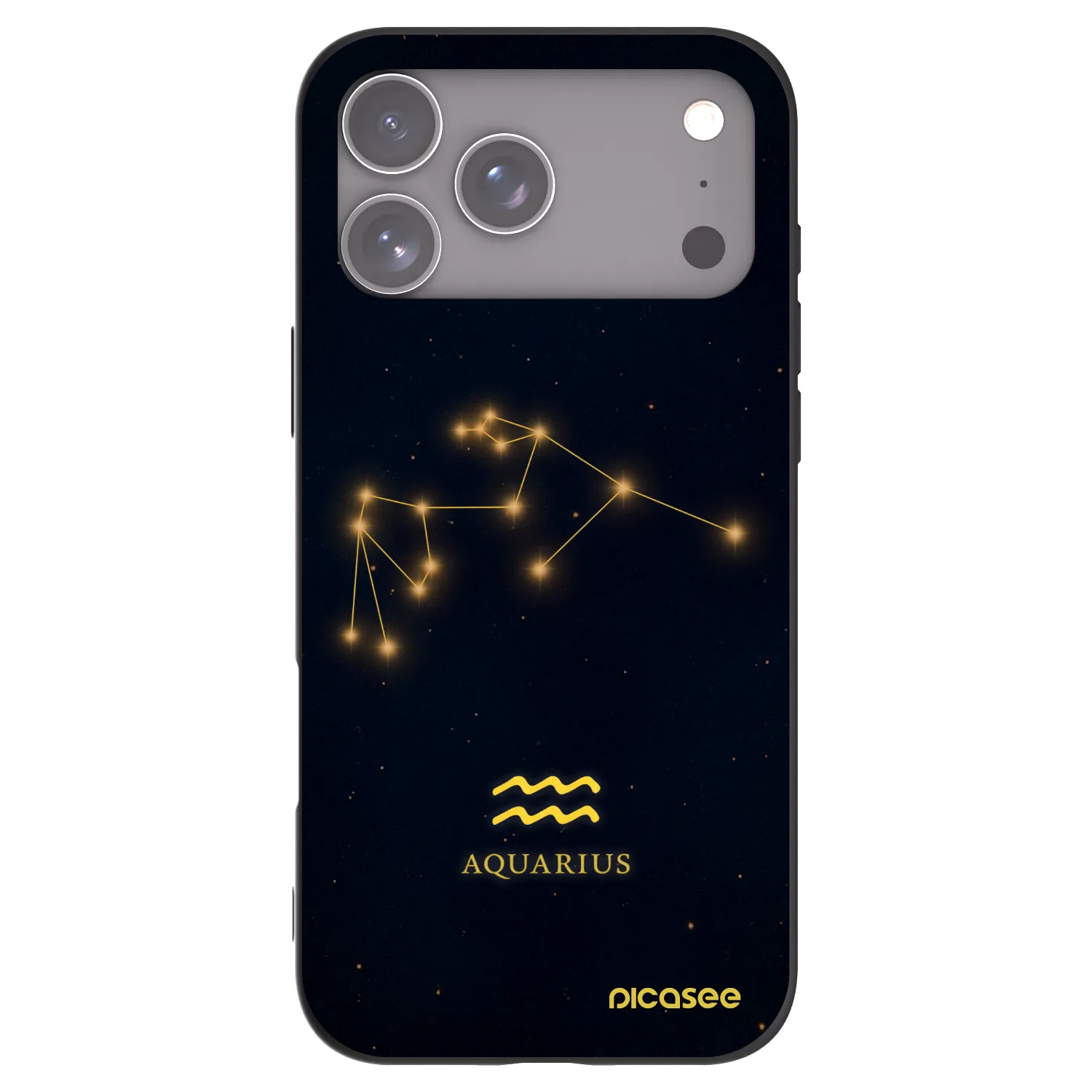 Picasee Apple iPhone 17 Pro Max Hülle - Schwarzes Silikon - AQUARIUS