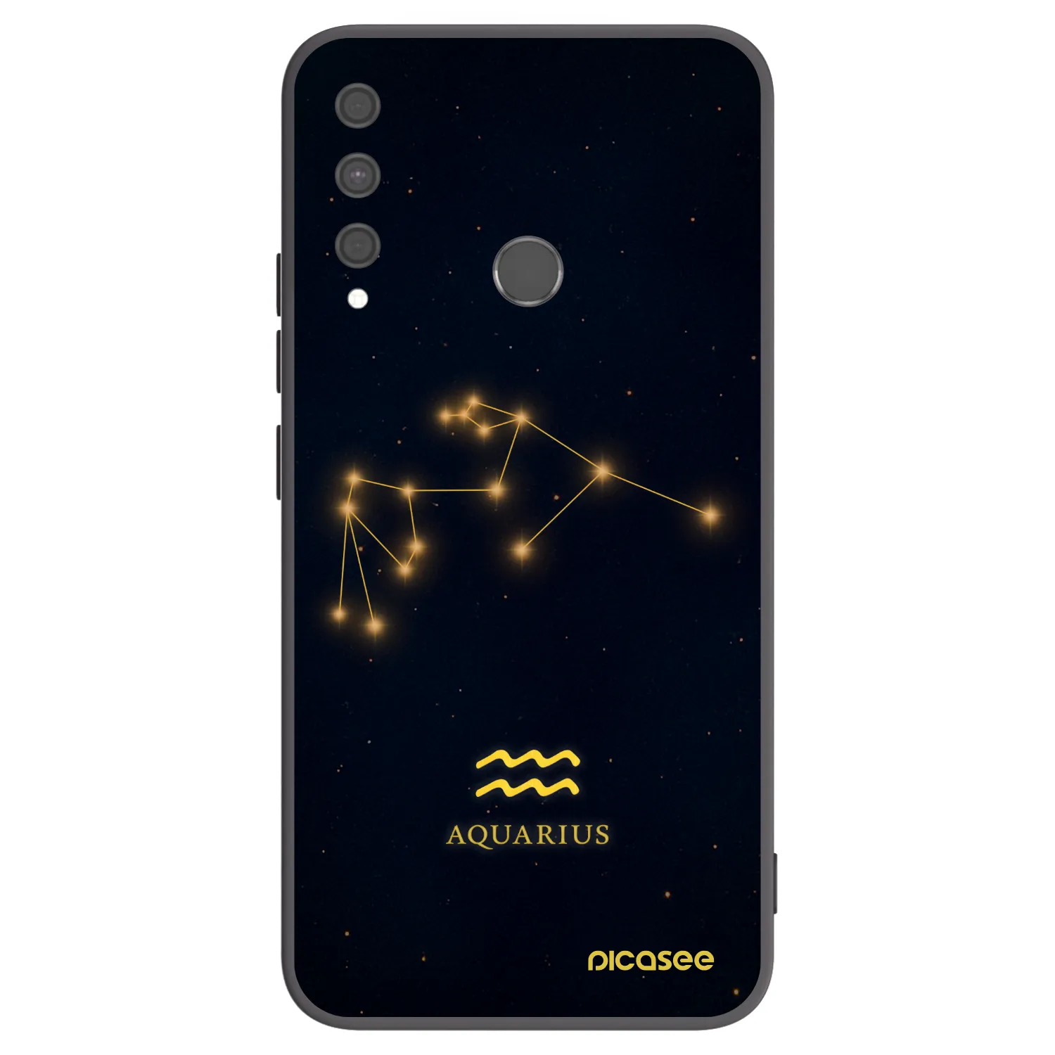 Picasee Huawei P40 Lite E Hülle - Schwarzes Silikon - AQUARIUS