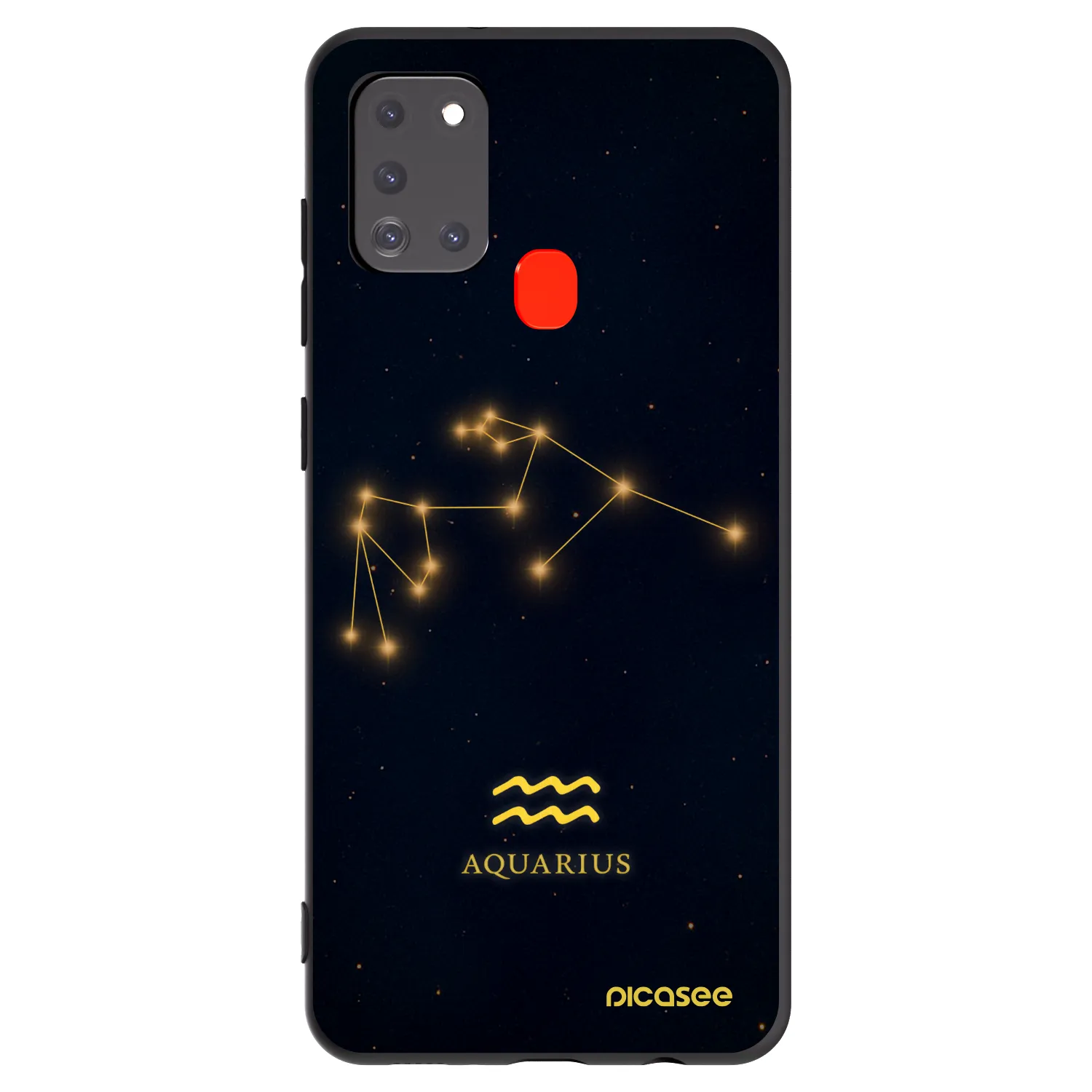 Picasee Samsung Galaxy A21s Hülle - Schwarzes Silikon - AQUARIUS