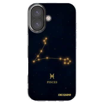 Picasee Apple iPhone 16 Hülle - Transparentes Silikon - PISCES