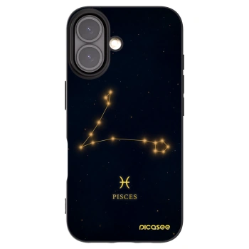 Picasee Apple iPhone 16 Hülle - Schwarzes Silikon - PISCES