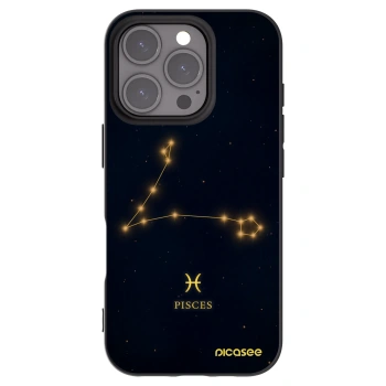 Picasee Apple iPhone 16 Pro Hülle - Schwarzes Silikon - PISCES