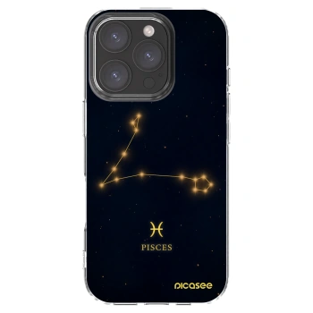 Picasee Apple iPhone 16 Pro Hülle - Transparentes Silikon - PISCES