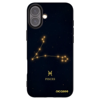 Picasee Apple iPhone 16 Plus Hülle - Schwarzes Silikon - PISCES