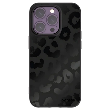 Picasee Apple iPhone 14 Pro Hülle - Schwarzes Silikon - Midnight Leopard
