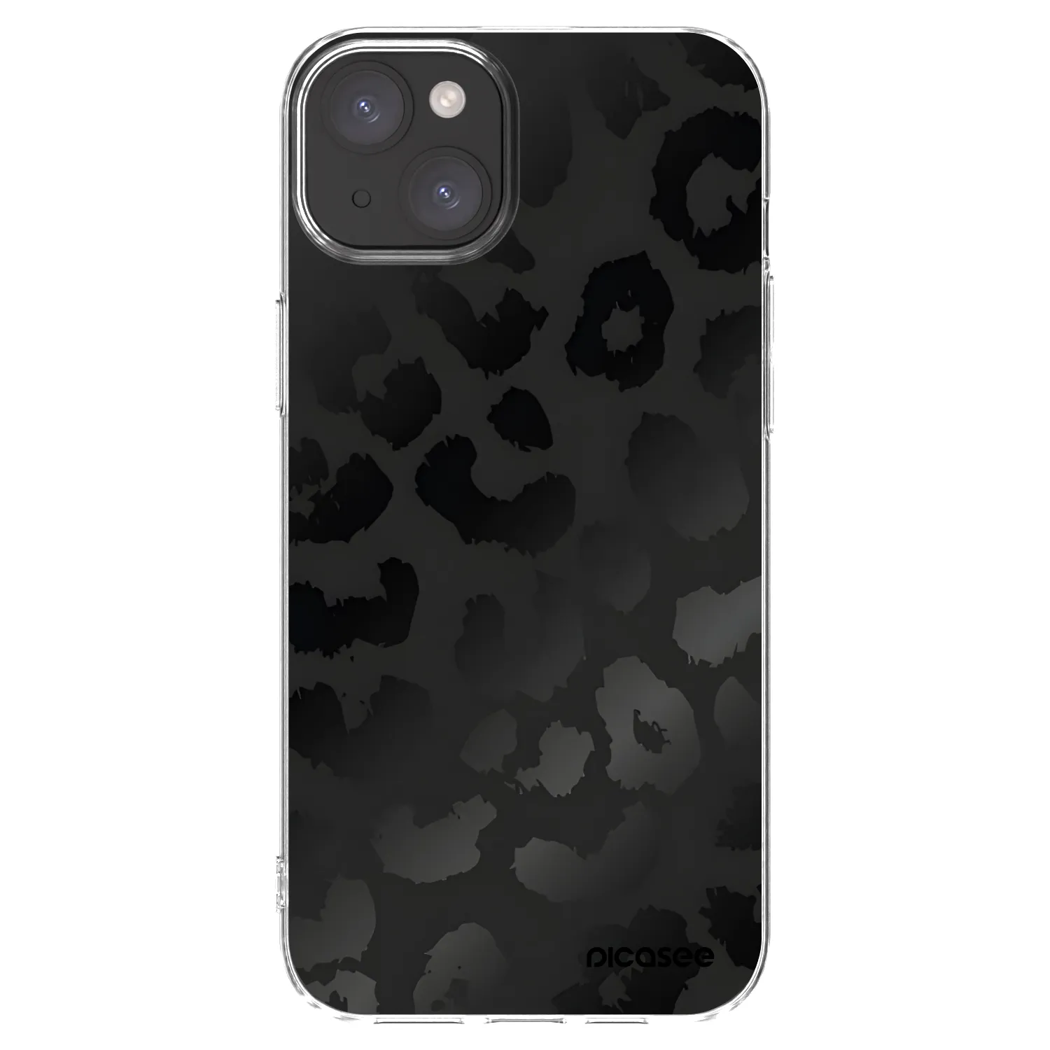 Picasee Apple iPhone 15 Plus Hülle - Transparentes Silikon - Midnight Leopard