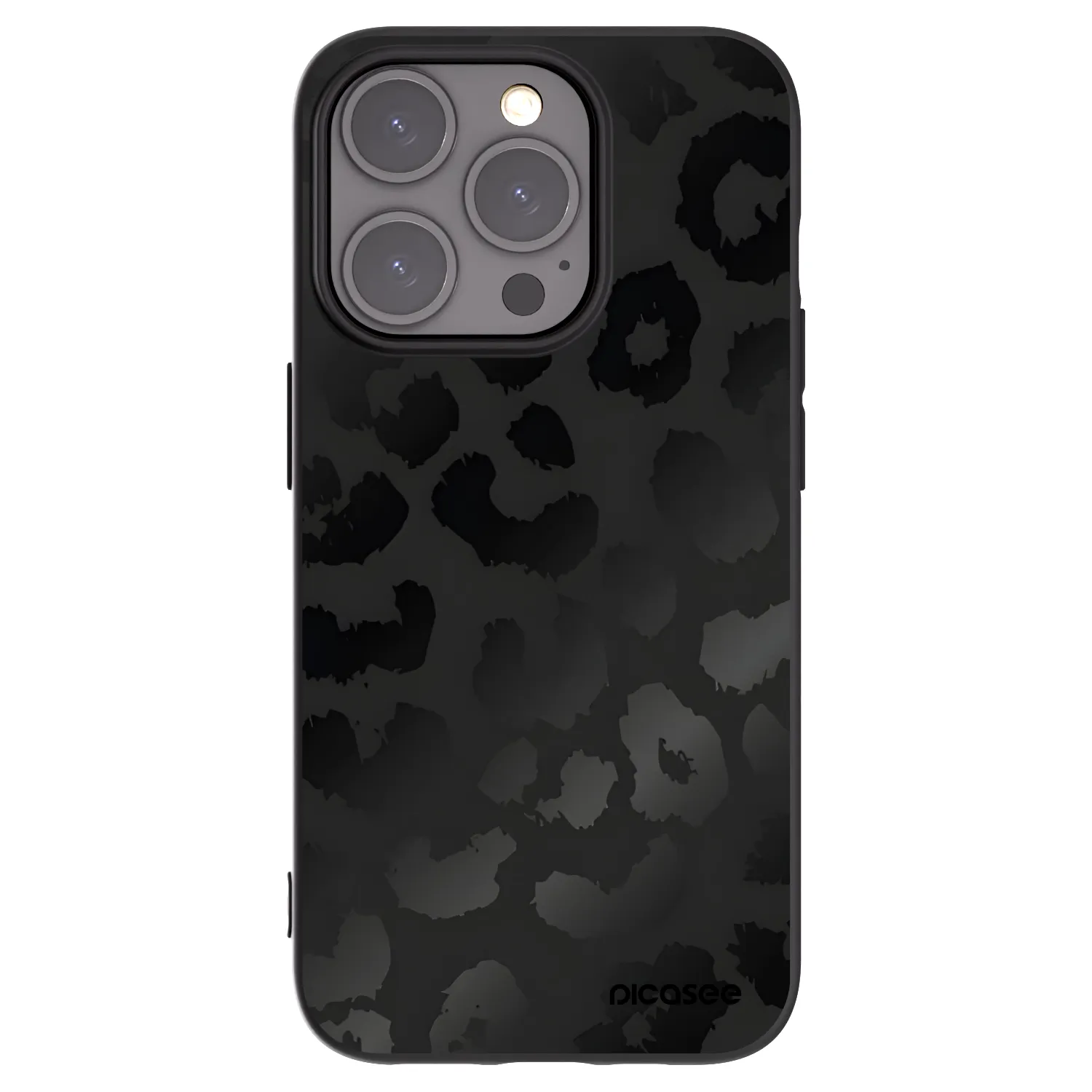 Picasee Apple iPhone 15 Pro Hülle - Schwarzes Silikon - Midnight Leopard
