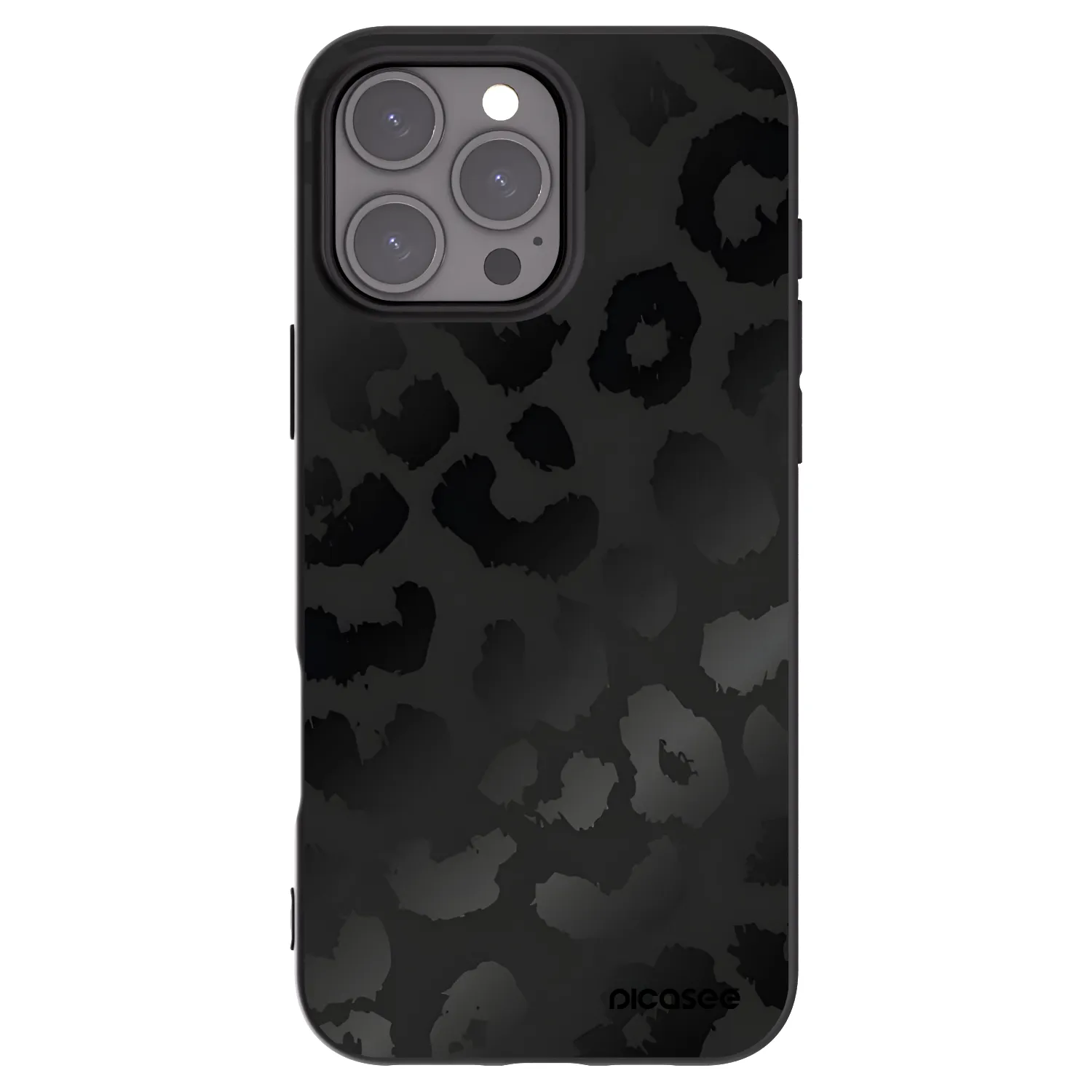 Picasee Apple iPhone 16 Pro Max Hülle - Schwarzes Silikon - Midnight Leopard