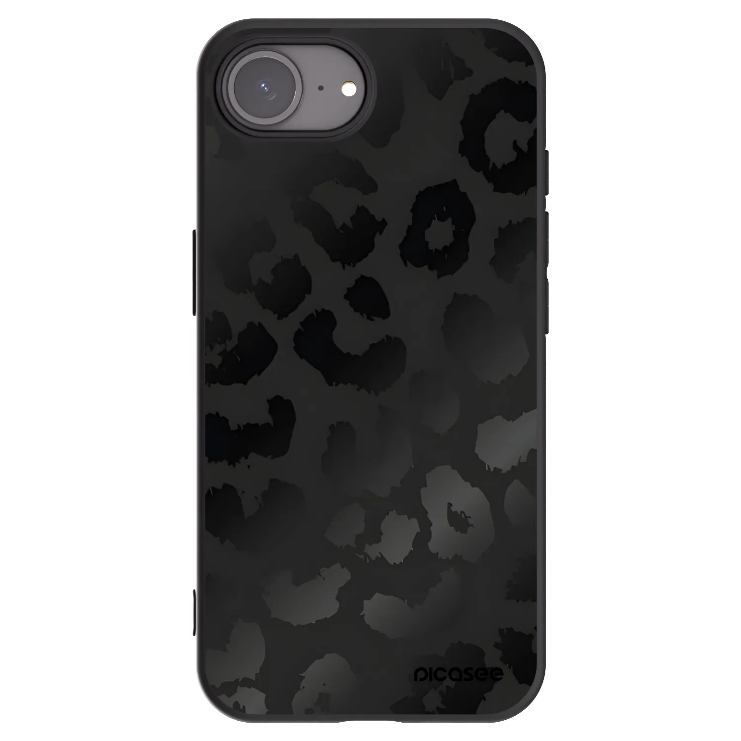 Picasee Apple iPhone 16e Hülle - Schwarzes Silikon - Midnight Leopard