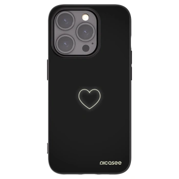Picasee Apple iPhone 15 Pro Hülle - Schwarzes Silikon - Heart