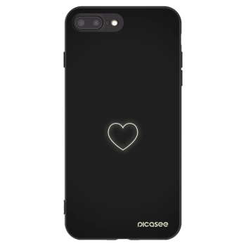 Picasee Apple iPhone 8 Plus Hülle - Schwarzes Silikon - Heart