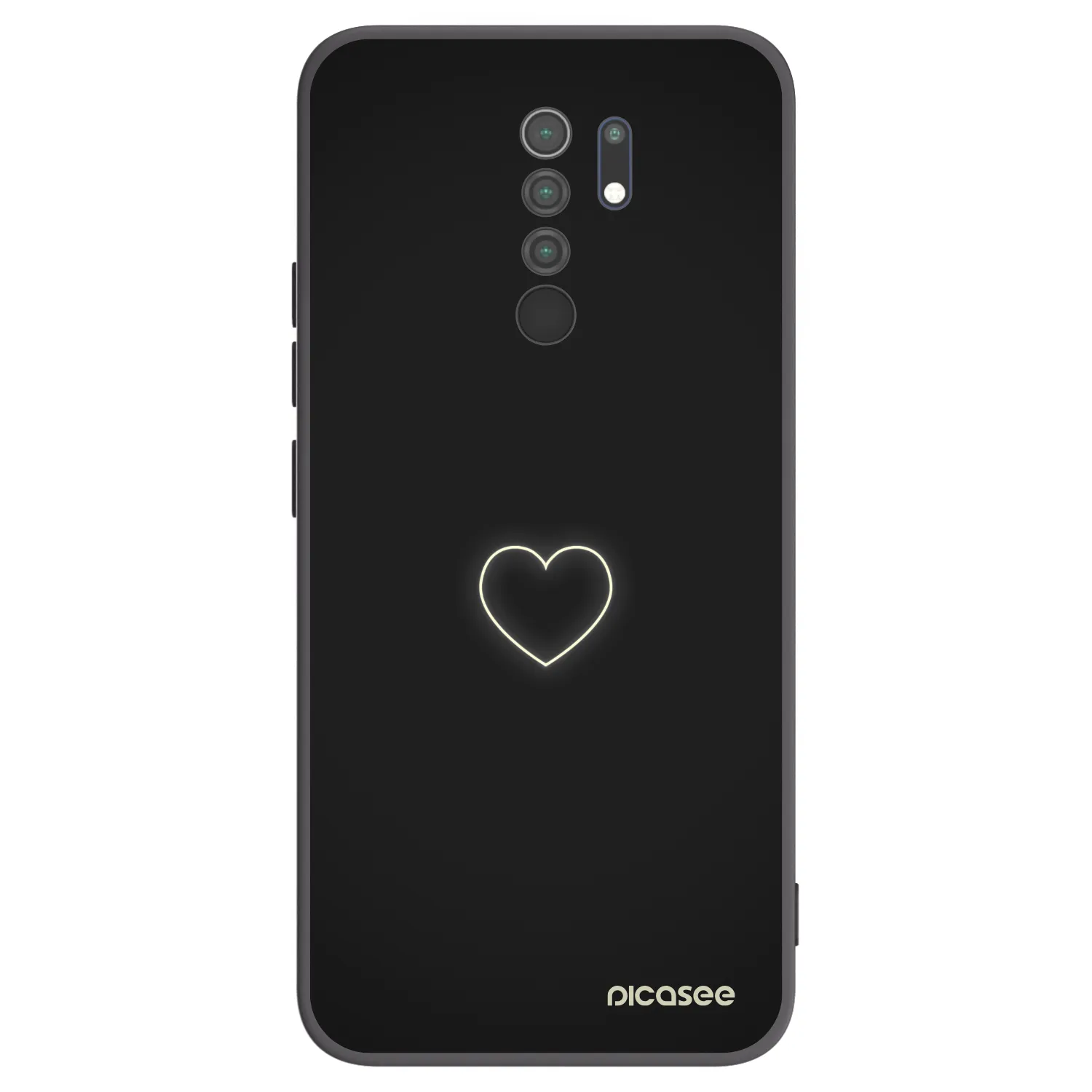 Picasee Xiaomi Redmi 9 Hülle - Schwarzes Silikon - Heart