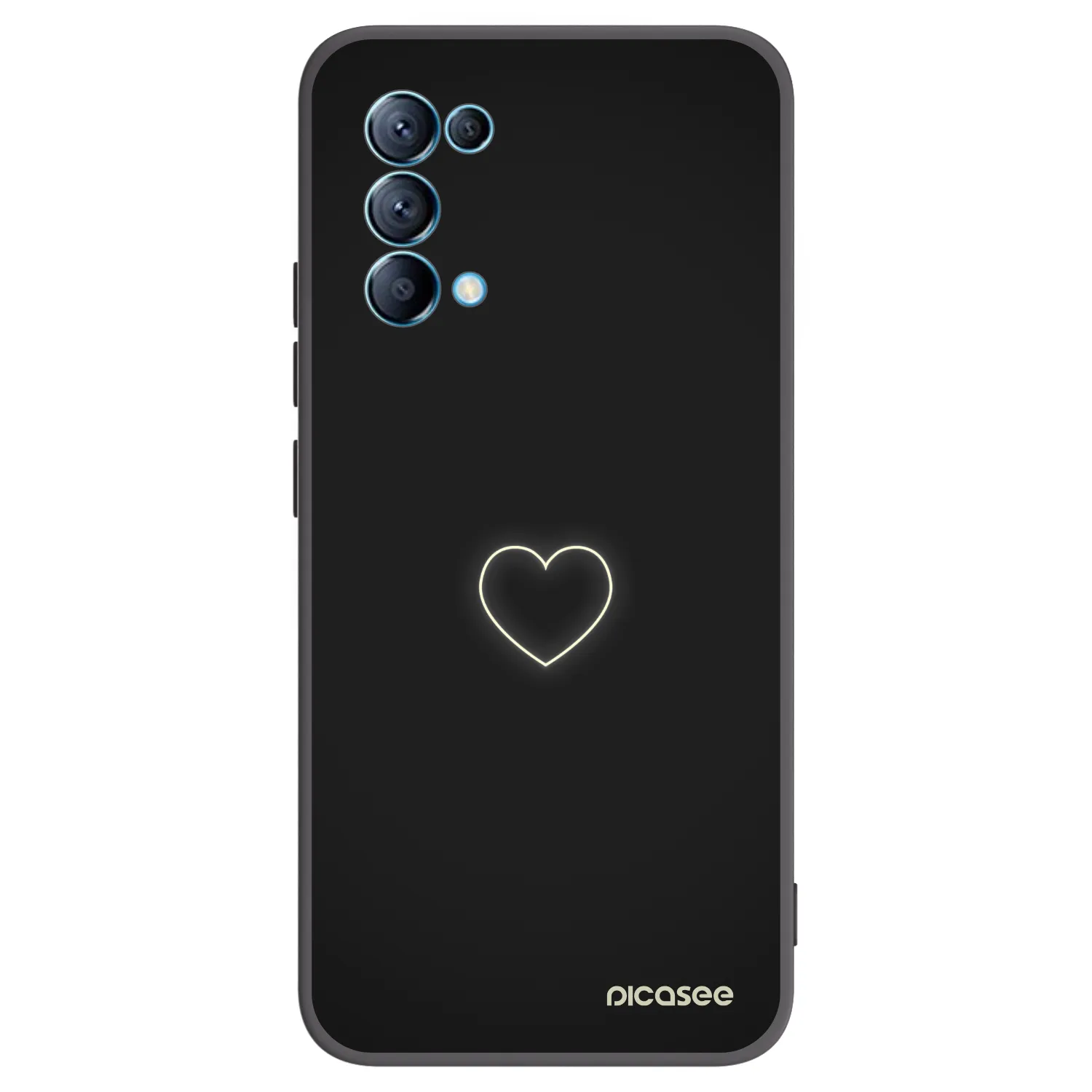 Picasee OPPO A16s Hülle - Schwarzes Silikon - Heart
