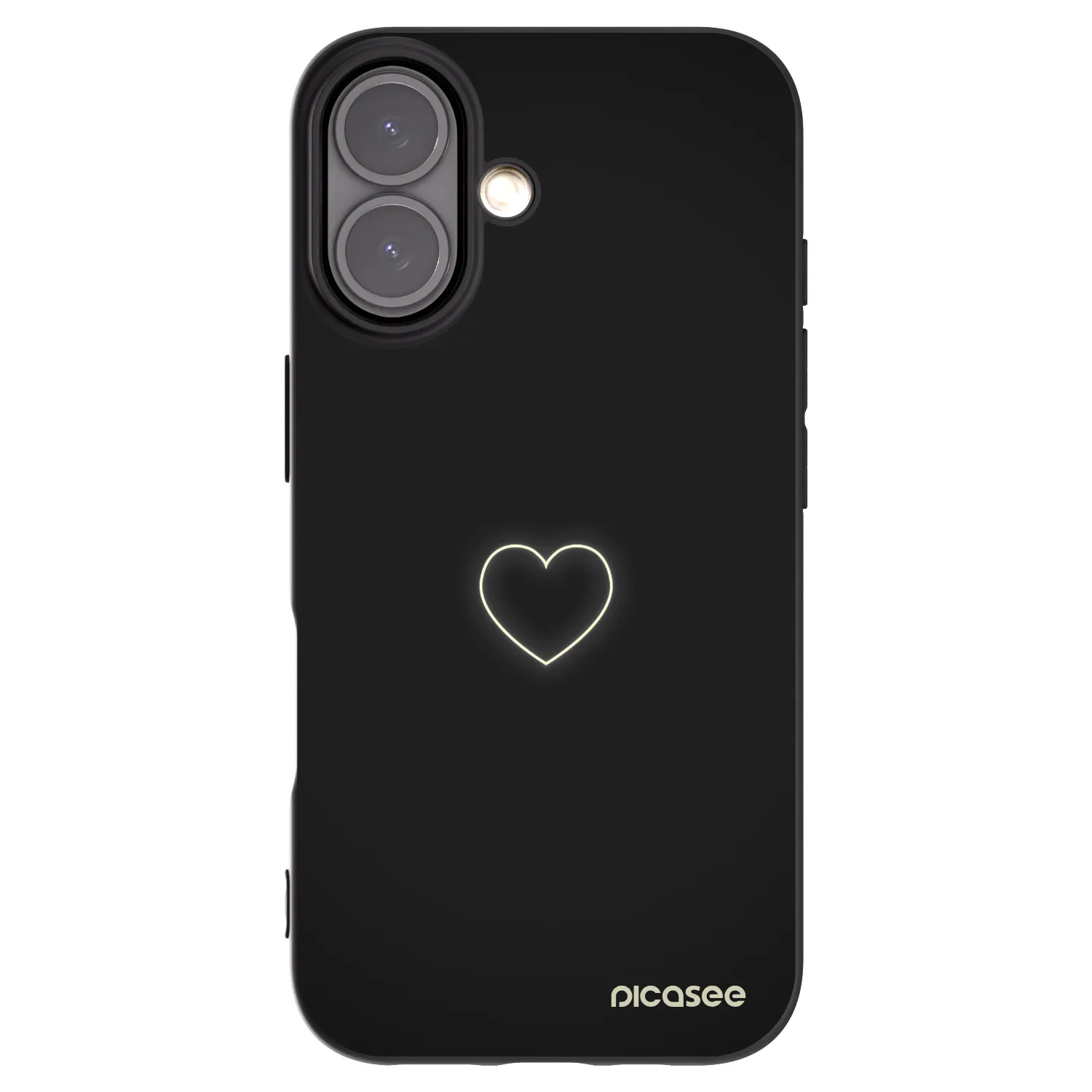 Picasee Apple iPhone 16 Hülle - Schwarzes Silikon - Heart