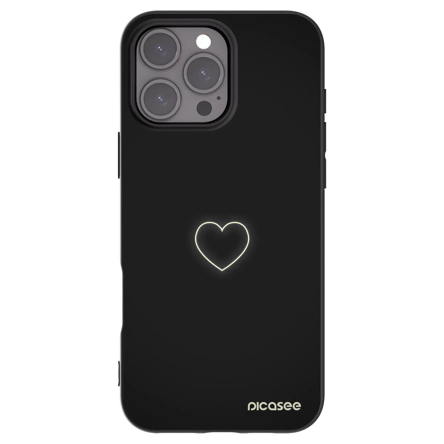Picasee Apple iPhone 16 Pro Max Hülle - Schwarzes Silikon - Heart